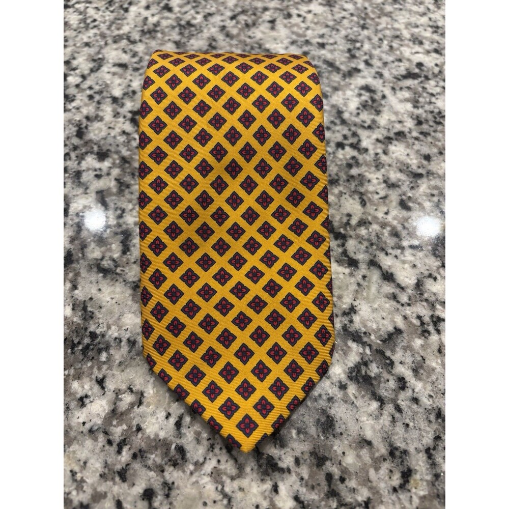 Burberrys London Silk Tie Vintage Gold Blue Red  Necktie